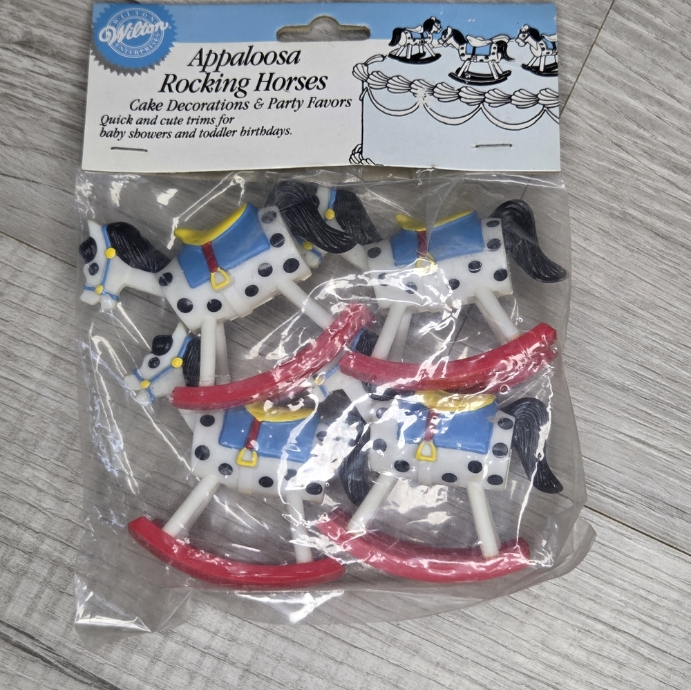 Cake Decoration Rocking Hourse Figures 1991 Wiltons New set of 4 pieces Vintage